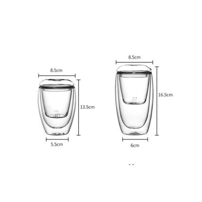 11.8 Fl Oz-15.2 Fl Oz Heat Resistant Double Wall Tea Cups Glass Tea Mugs with Glass Infuser