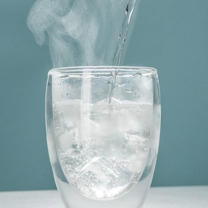 12.8 Fl Oz/380 ML Double Wall Clear Glass Tea Milk and Coffee Cups with SIL Lids