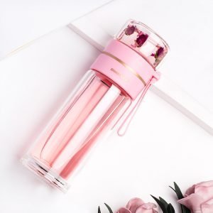 13.5 Fl Oz/400 ML Portable Glass Tea Mugs With Glass Tea Infuser and Lid for Loose Leaf