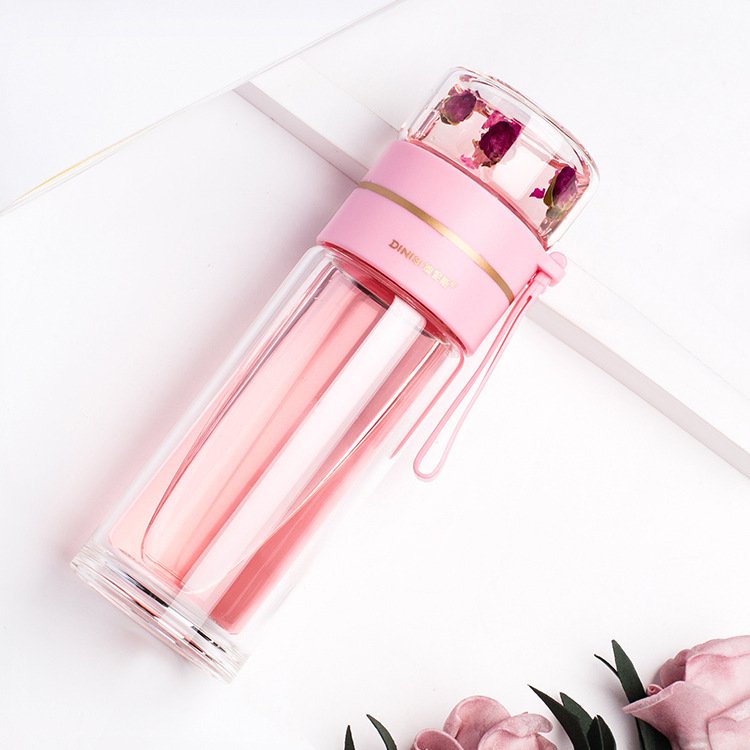 13.5 Fl Oz/400 ML Portable Glass Tea Mugs With Glass Tea Infuser and Lid for Loose Leaf
