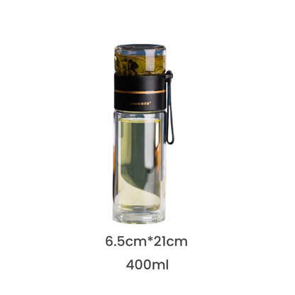 13.5 Fl Oz/400 ML Portable Glass Tea Mugs With Glass Tea Infuser and Lid for Loose Leaf