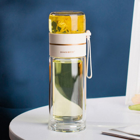 13.5 Fl Oz/400 ML Portable Glass Tea Mugs With Glass Tea Infuser and Lid for Loose Leaf