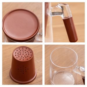 15.2 Fl Oz/450 ML Transparent Glass Tea Mug with Purple Clay Infuser and Handle
