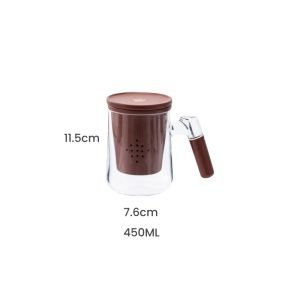 15.2 Fl Oz/450 ML Transparent Glass Tea Mug with Purple Clay Infuser and Handle