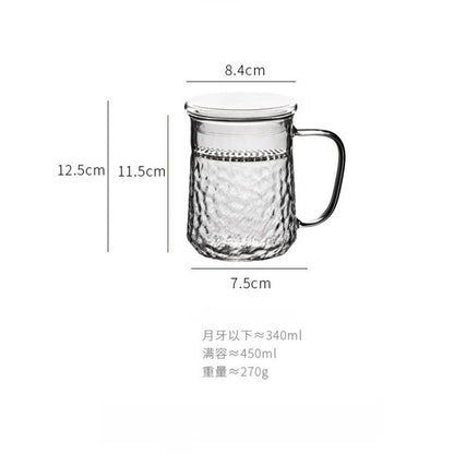 15.2 Fl Oz/450 ML Handcrafted Heat Resistant Borosilicate Glass Tea Cup with Glass Strainer