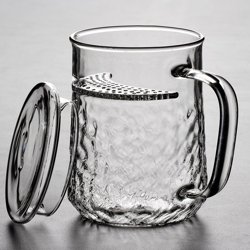 15.2 Fl Oz/450 ML Handcrafted Heat Resistant Borosilicate Glass Tea Cup with Glass Strainer