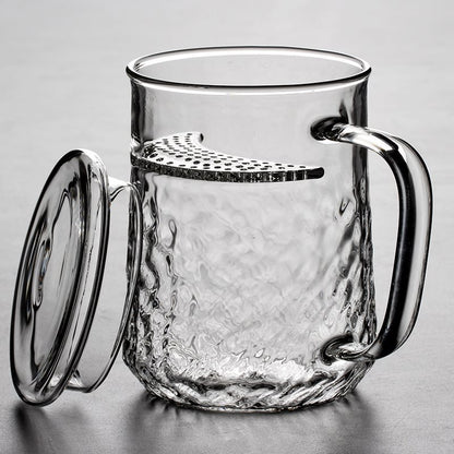 15.2 Fl Oz/450 ML Handcrafted Heat Resistant Borosilicate Glass Tea Cup with Glass Strainer