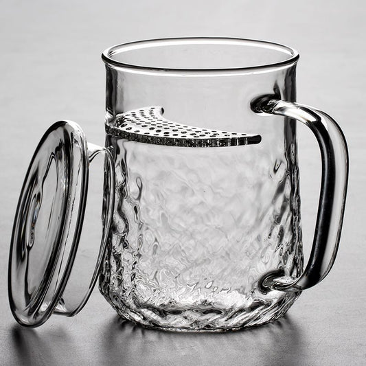 15.2 Fl Oz/450 ML Handcrafted Heat Resistant Borosilicate Glass Tea Cup with Glass Strainer