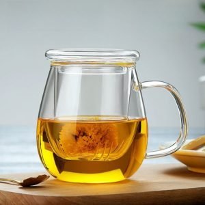 16.9 Fl Oz/500 ML Clear Crystal Glass Tea Mug with Glass Infuser and Handle for Blooming Tea