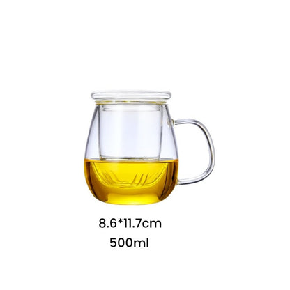 16.9 Fl Oz/500 ML Clear Crystal Glass Tea Mug with Glass Infuser and Handle for Blooming Tea