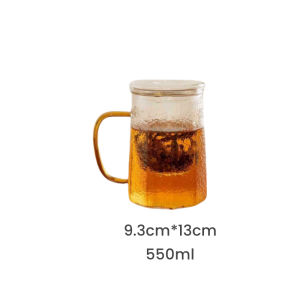 18.6 Fl Oz/550 ML Large Capacity Heat Resistant Tea Cup Glass Tea Mug with Glass Infuser and Lid