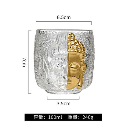 3.4 Fl Oz/100 ML Zen Buddha Heat Resistant Crystal Glass Cups for Tea