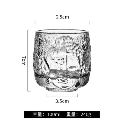 3.4 Fl Oz/100 ML Zen Buddha Heat Resistant Crystal Glass Cups for Tea
