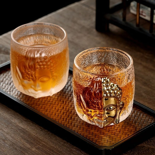 3.4 Fl Oz/100 ML Zen Buddha Heat Resistant Crystal Glass Cups for Tea