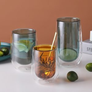 6.8 Fl Oz-13.5 Fl Oz Colorful Heat Resistant Double Wall Blue Glass Tea and Milk Coffee Mug