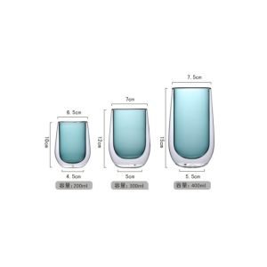 6.8 Fl Oz-13.5 Fl Oz Colorful Heat Resistant Double Wall Blue Glass Tea and Milk Coffee Mug
