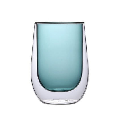 6.8 Fl Oz-13.5 Fl Oz Colorful Heat Resistant Double Wall Blue Glass Tea and Milk Coffee Mug