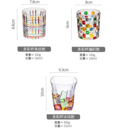 8.1 Fl Oz-10.5 Fl Oz Stripe and Block Glass Milk Tea and Coffee Mugs