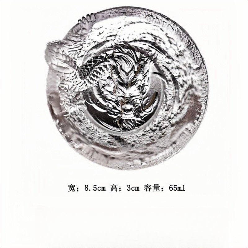 Japanese Crystal Clear Glass Creative Year Of The Dragon Tea Cups With Exquisite Coiled Dragon Figurine