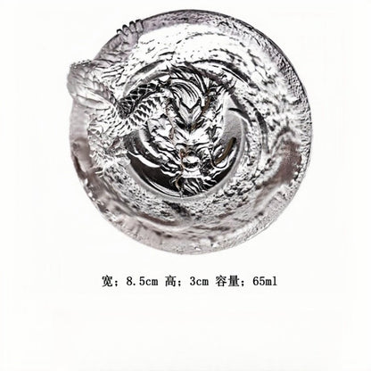 Japanese Crystal Clear Glass Creative Year Of The Dragon Tea Cups With Exquisite Coiled Dragon Figurine